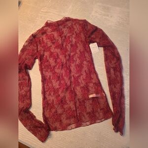 Sheer Lace Long Sleeve Top Intimely FP Free People New Womens S